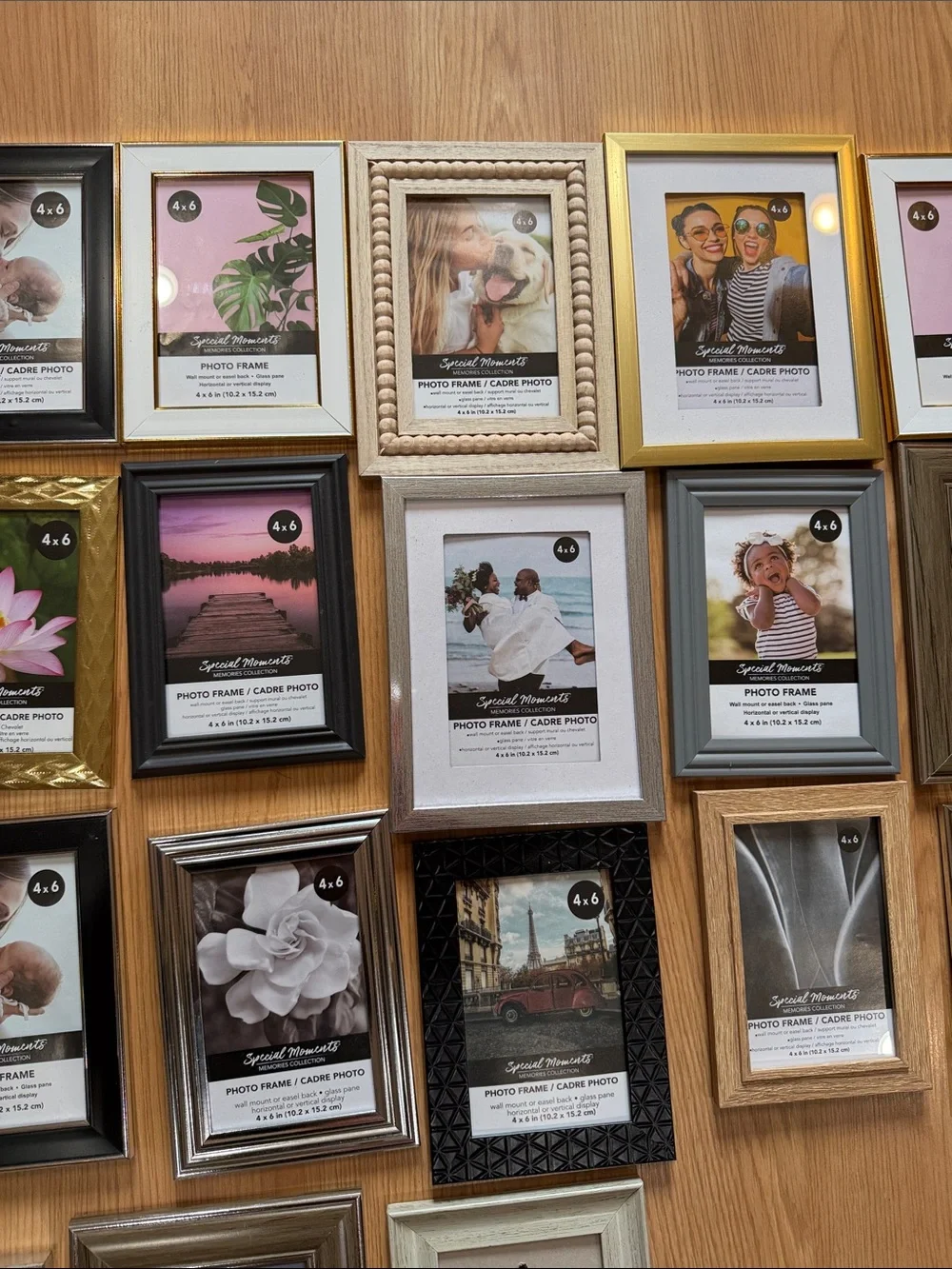Multiples Assorted Picture Frame Set in Black, White, Gold, Silver, Wood Tones